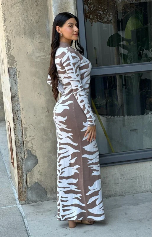 Animal Print Sweater Dress Body Con - Image 3