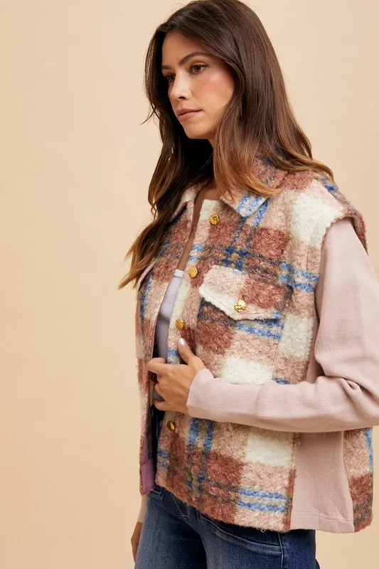 Annie Wear Faux Fur Plaid Button Up Jacket - Image 2