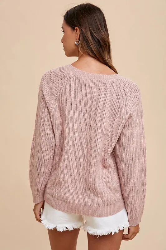 Annie Wear HELLO Embroidered Raglan Sleeve Sweater - Image 2