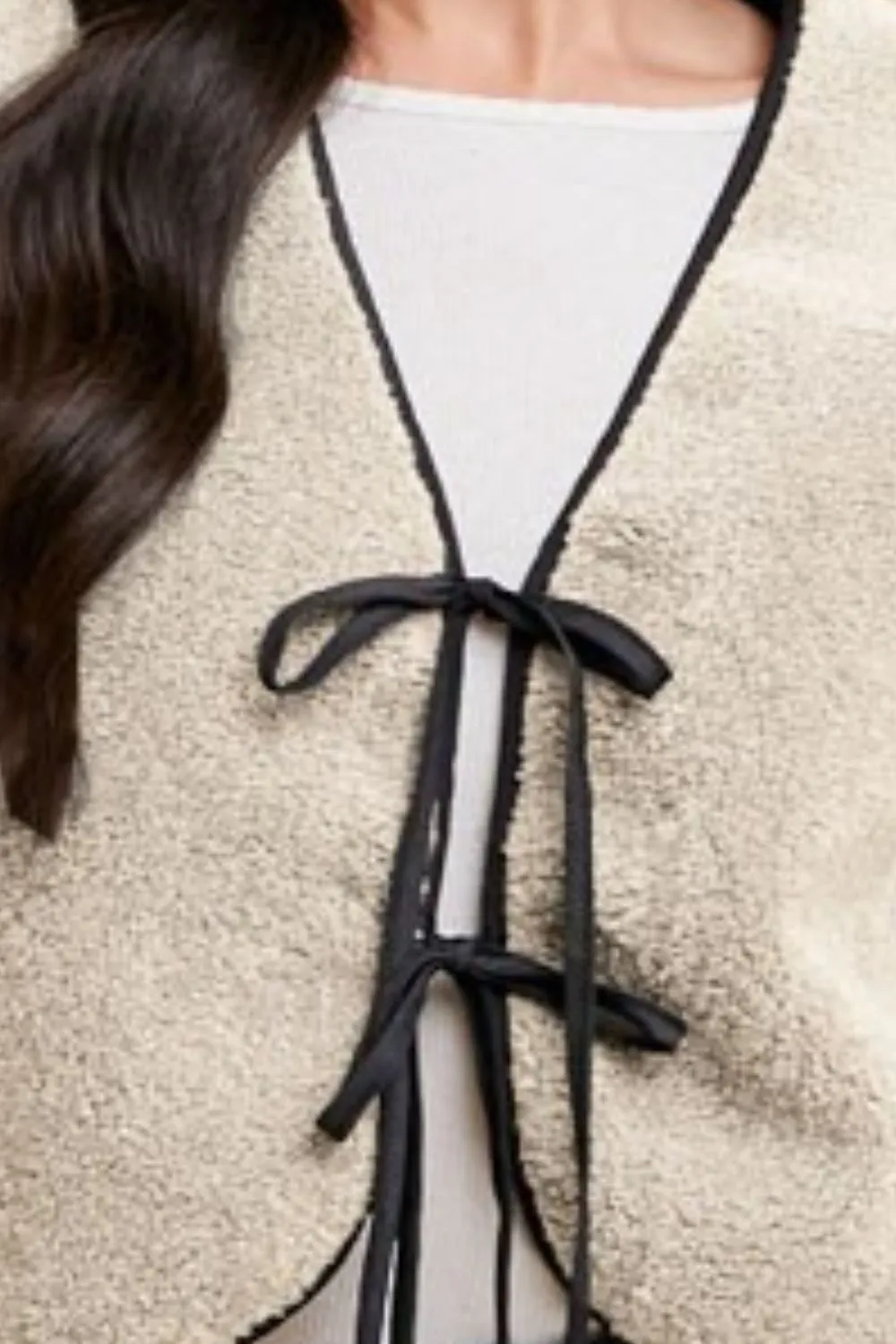 Annie Wear V-Neck Tie Detail Vest Coat - Image 2