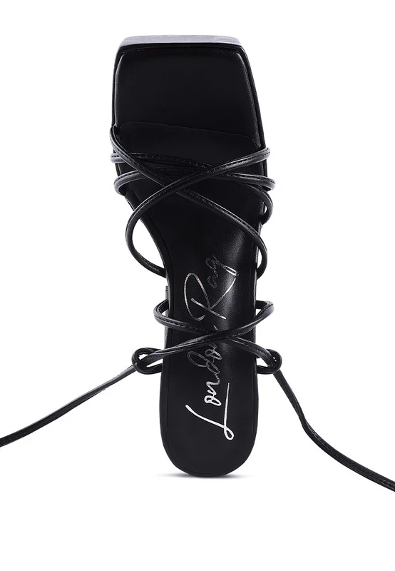 ANVIL METALLIC BLOCK HEELED LACE UP SANDAL - Image 11