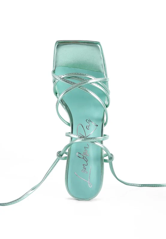ANVIL METALLIC BLOCK HEELED LACE UP SANDAL - Image 17