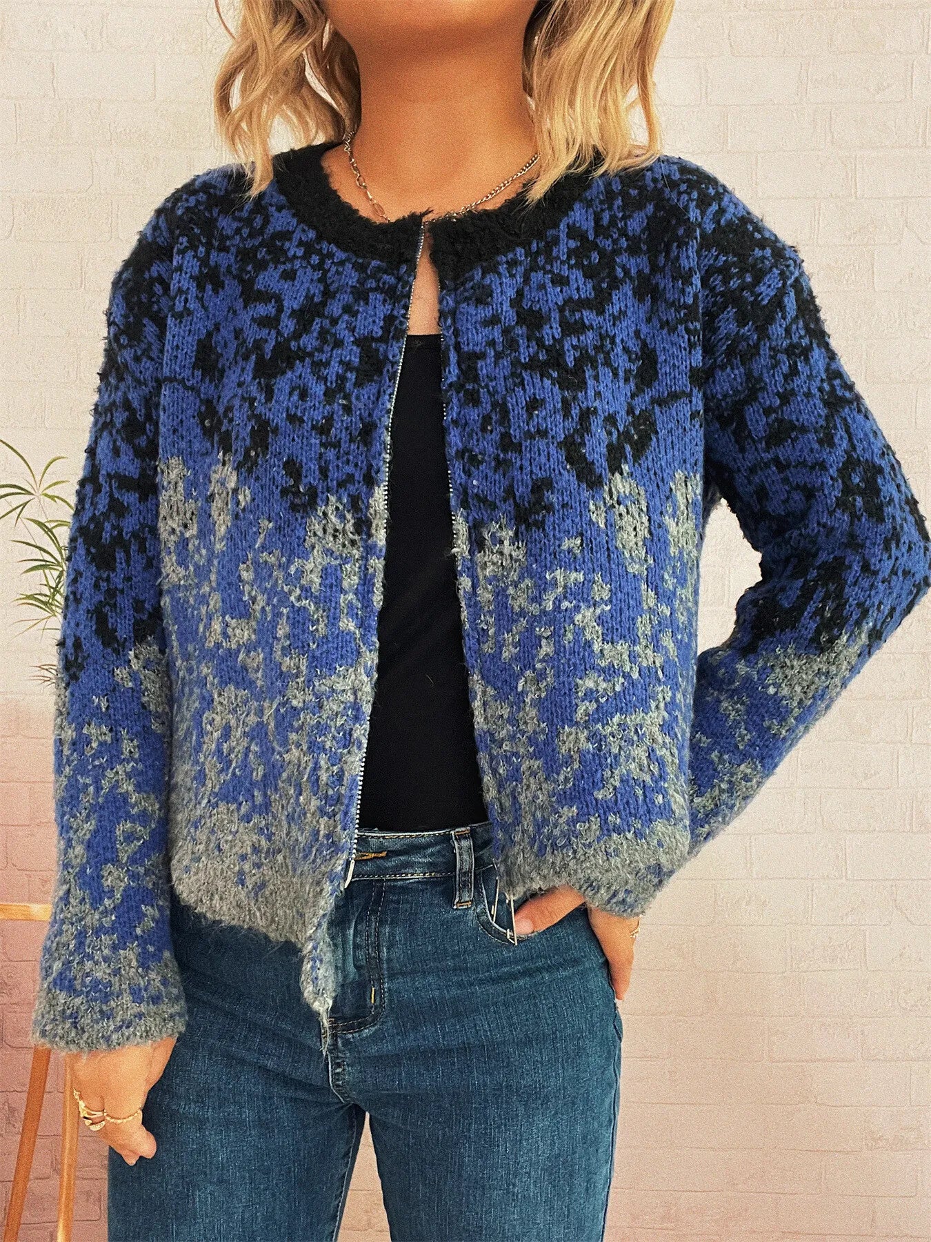Asymmetrical Hem Zip Up Cardigan - Image 14