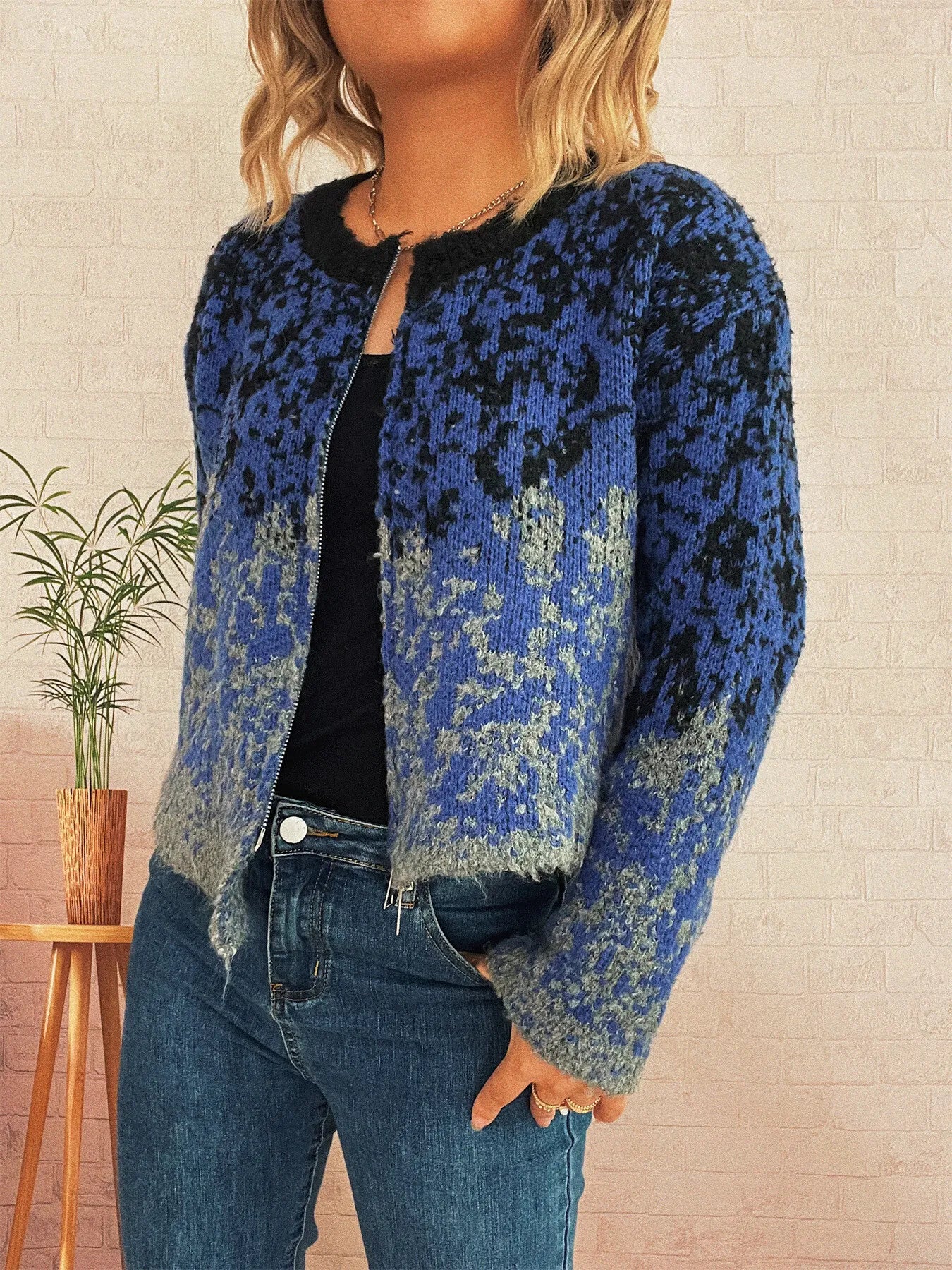 Asymmetrical Hem Zip Up Cardigan - Image 16