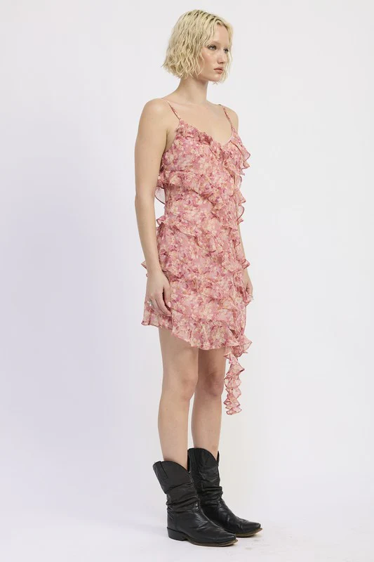 ASYMMETRICAL RUFFLE MINI DRESS - Image 6