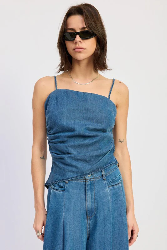ASYMMETRICAL SPAGHETTI STRAP TOP