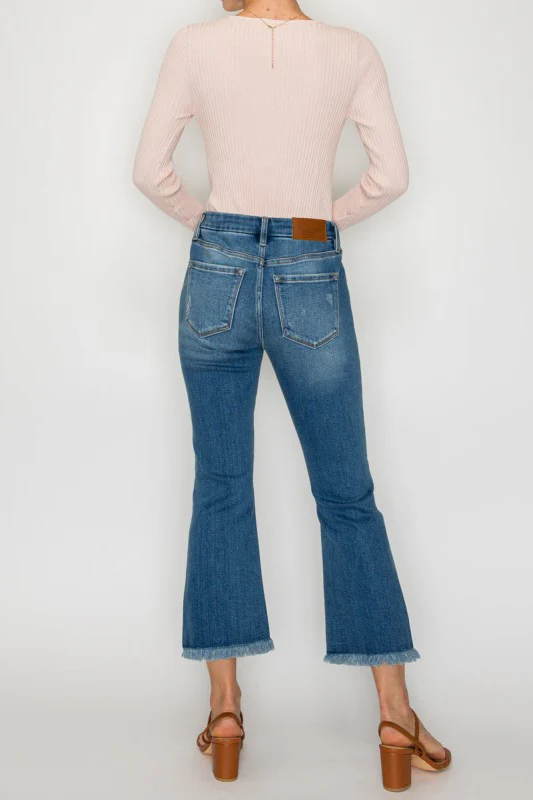 AT1018FLMT - ECO FRIENDLY CORSET CROP FLARE JEANS - Image 3