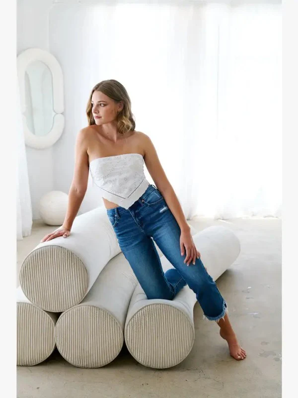 AT1018FLMT - ECO FRIENDLY CORSET CROP FLARE JEANS - Image 5
