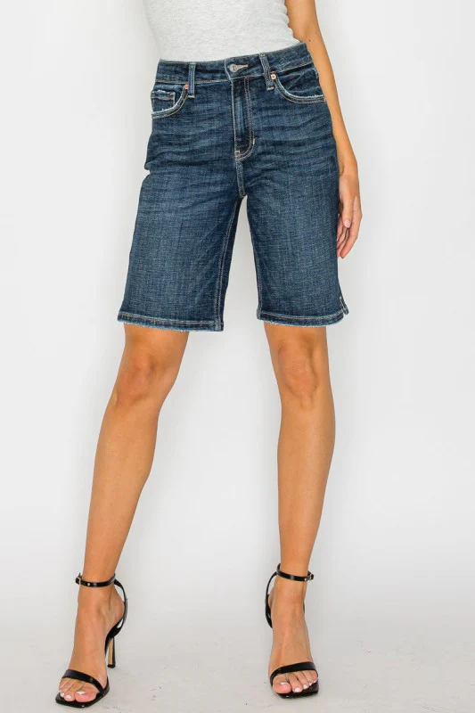 AT2092BMD Dark Wash High Rise Bermuda Jeans - Image 2