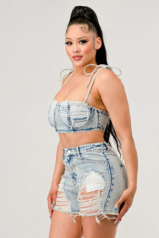 ATHINA No strings attached distressed denim set - Image 4