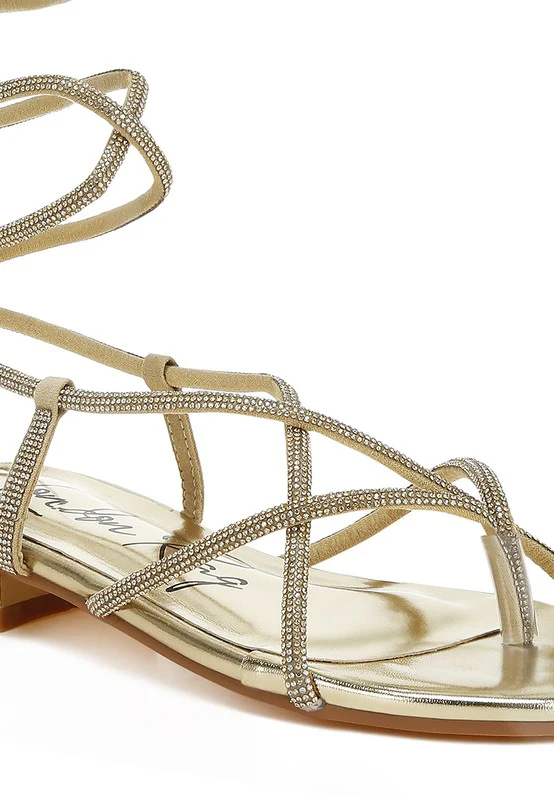 Babbity Rhinestone Embellished Lace-Up Sandals - Image 2