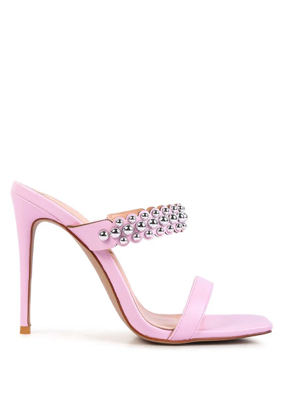 Bandy Stieletto Heel Metal Stud Sandals - Image 9