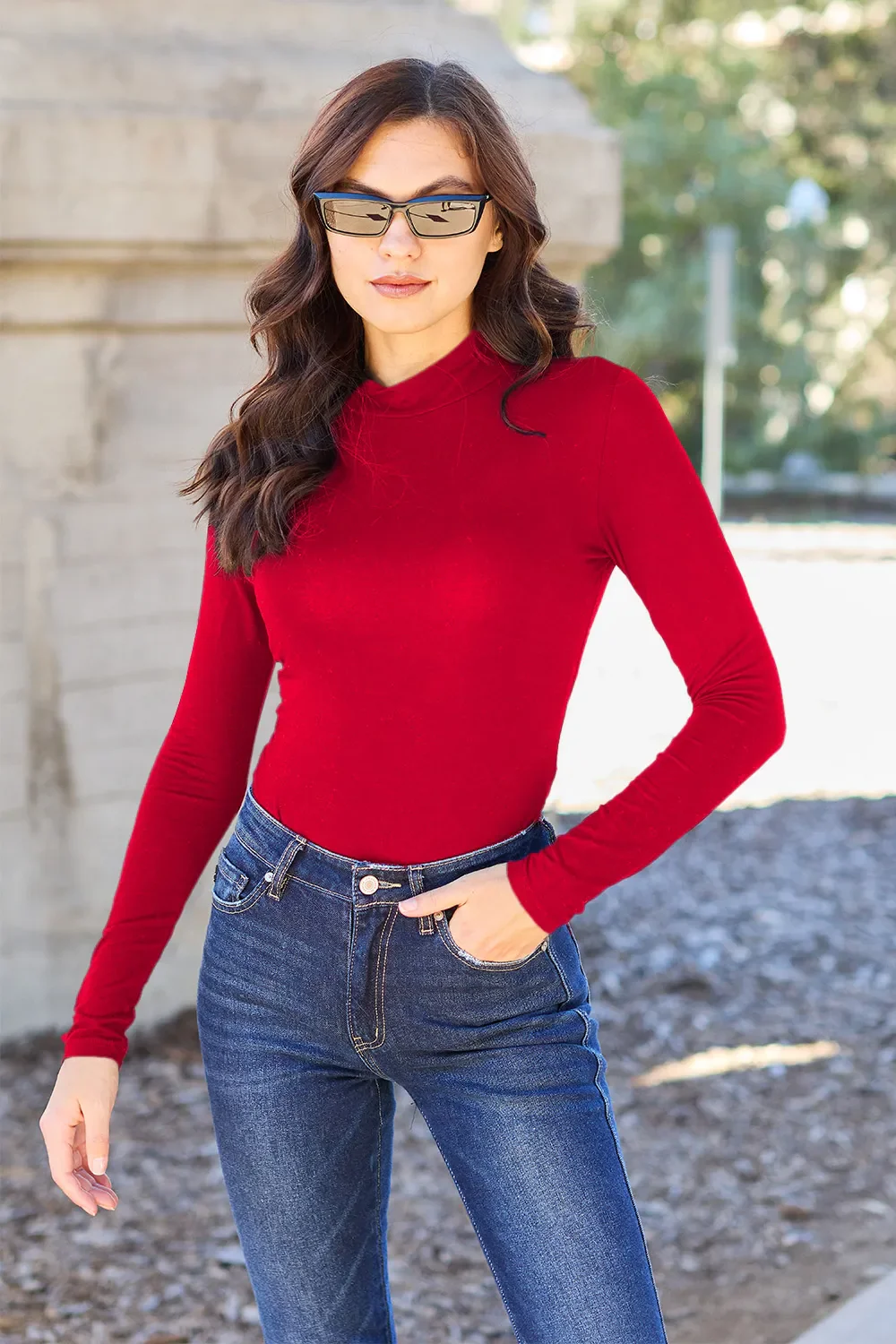 Basic Bae Full Size Mock Neck Long Sleeve Bodysuit - Image 11