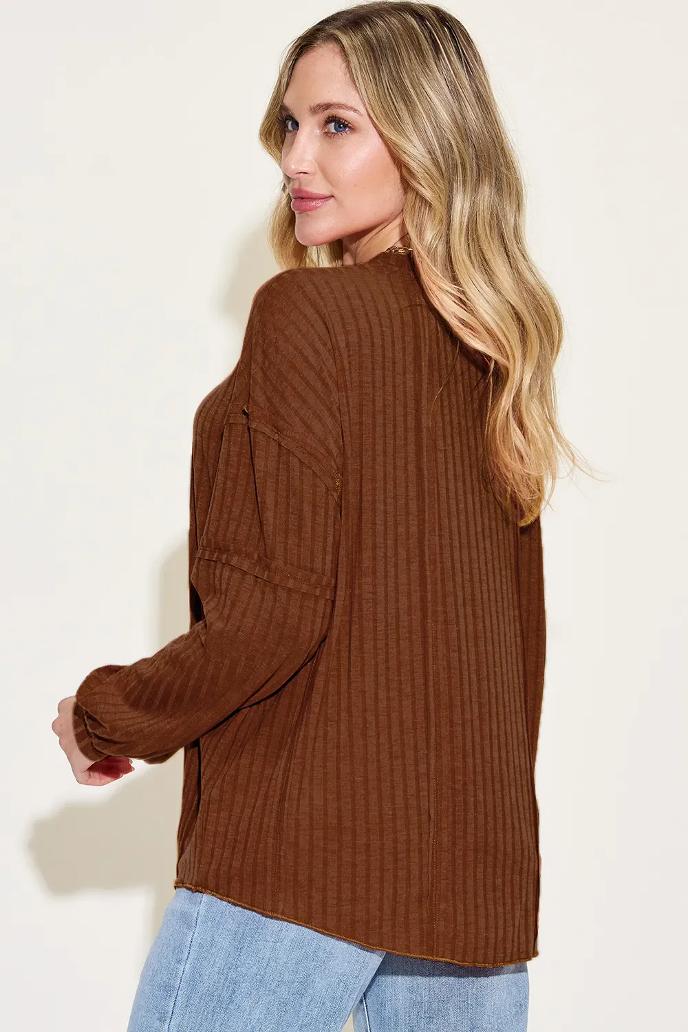 Basic Bae Full Size Ribbed Round Neck Long Sleeve T-Shirt - Image 3