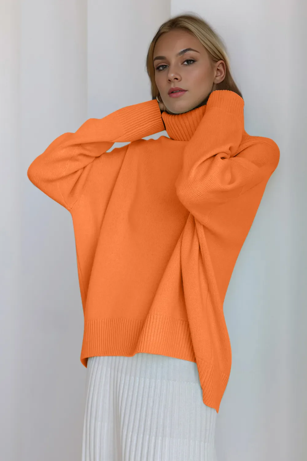 Basic Bae Turtleneck Dropped Shoulder Long Sleeve Sweater - Image 32