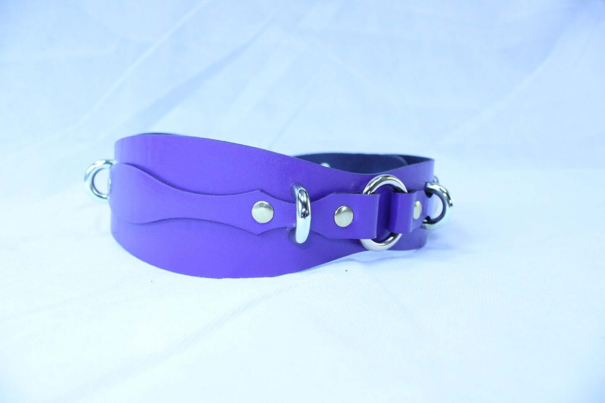 BDSM Belt Handmade Leather Waist Belt with D-Rings - Image 2