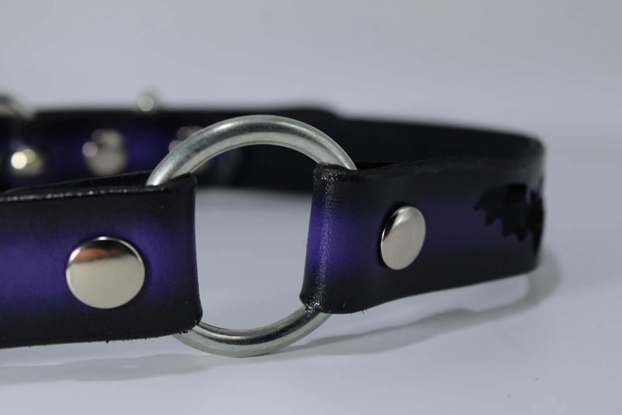 Gothic Bat BDSM Collar Leather Choker With O Ring - Image 2
