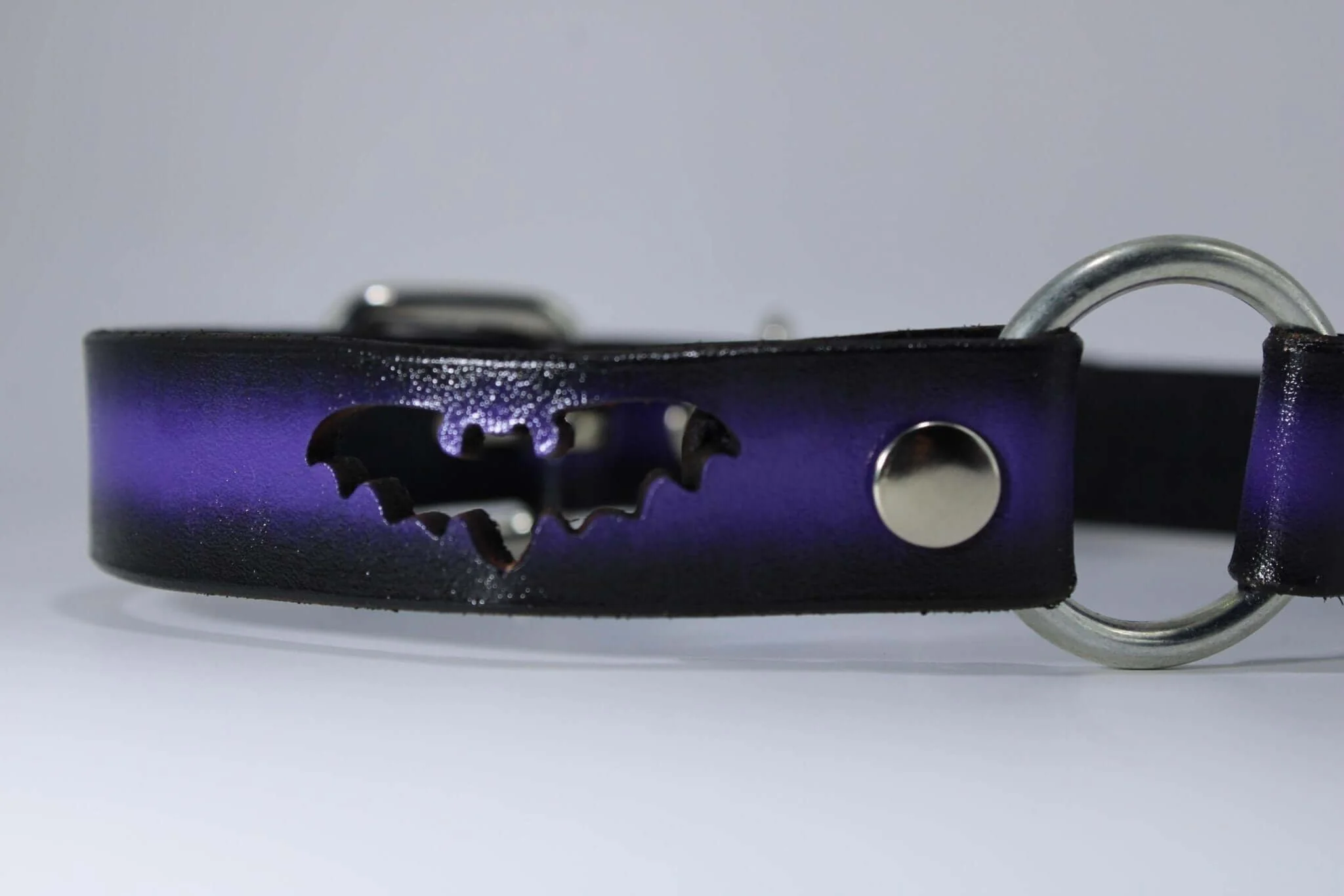Gothic Bat BDSM Collar Leather Choker With O Ring - Image 4