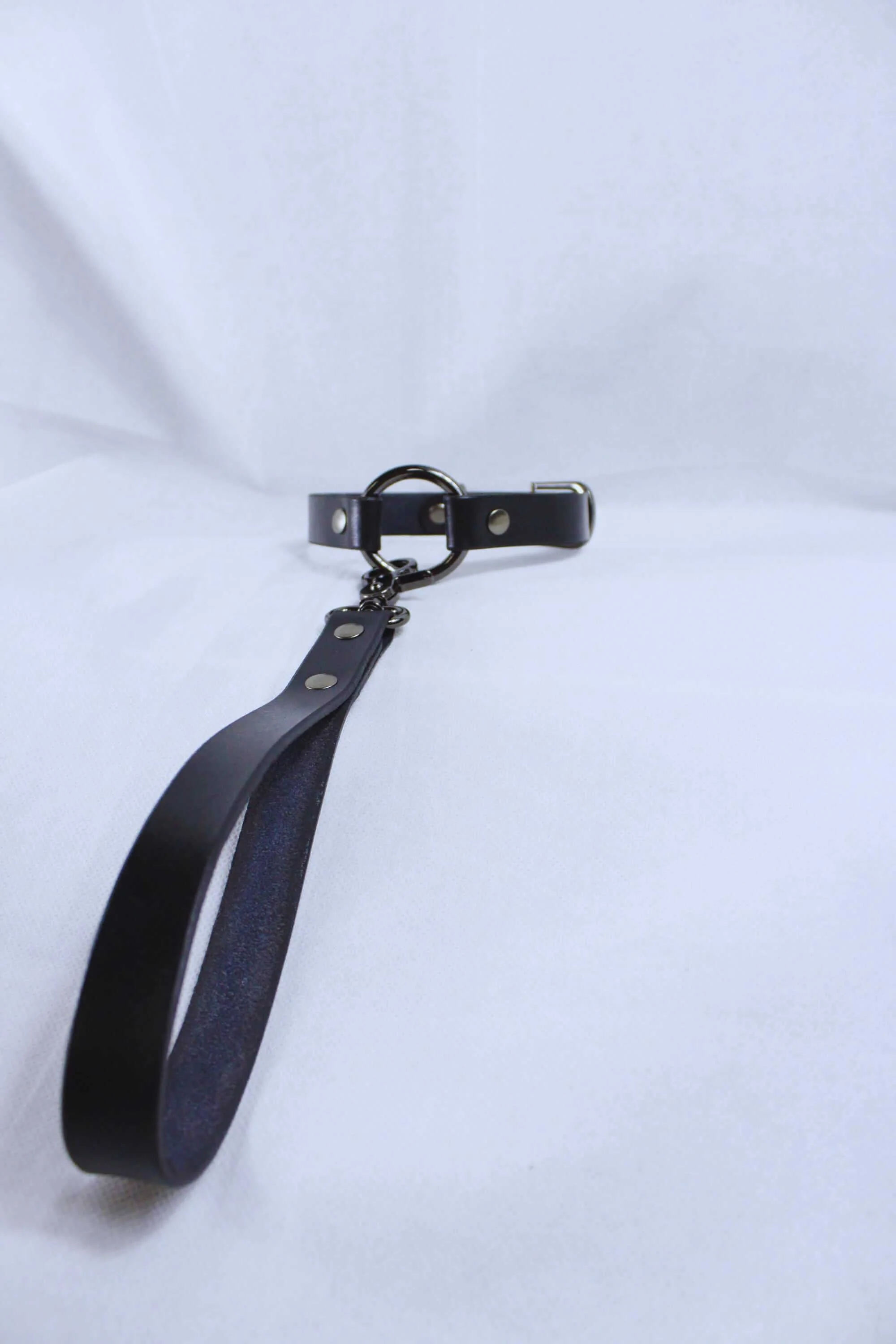 Leather Choker Collar with Leash Submissive Choker Posture Jewelry - Image 2