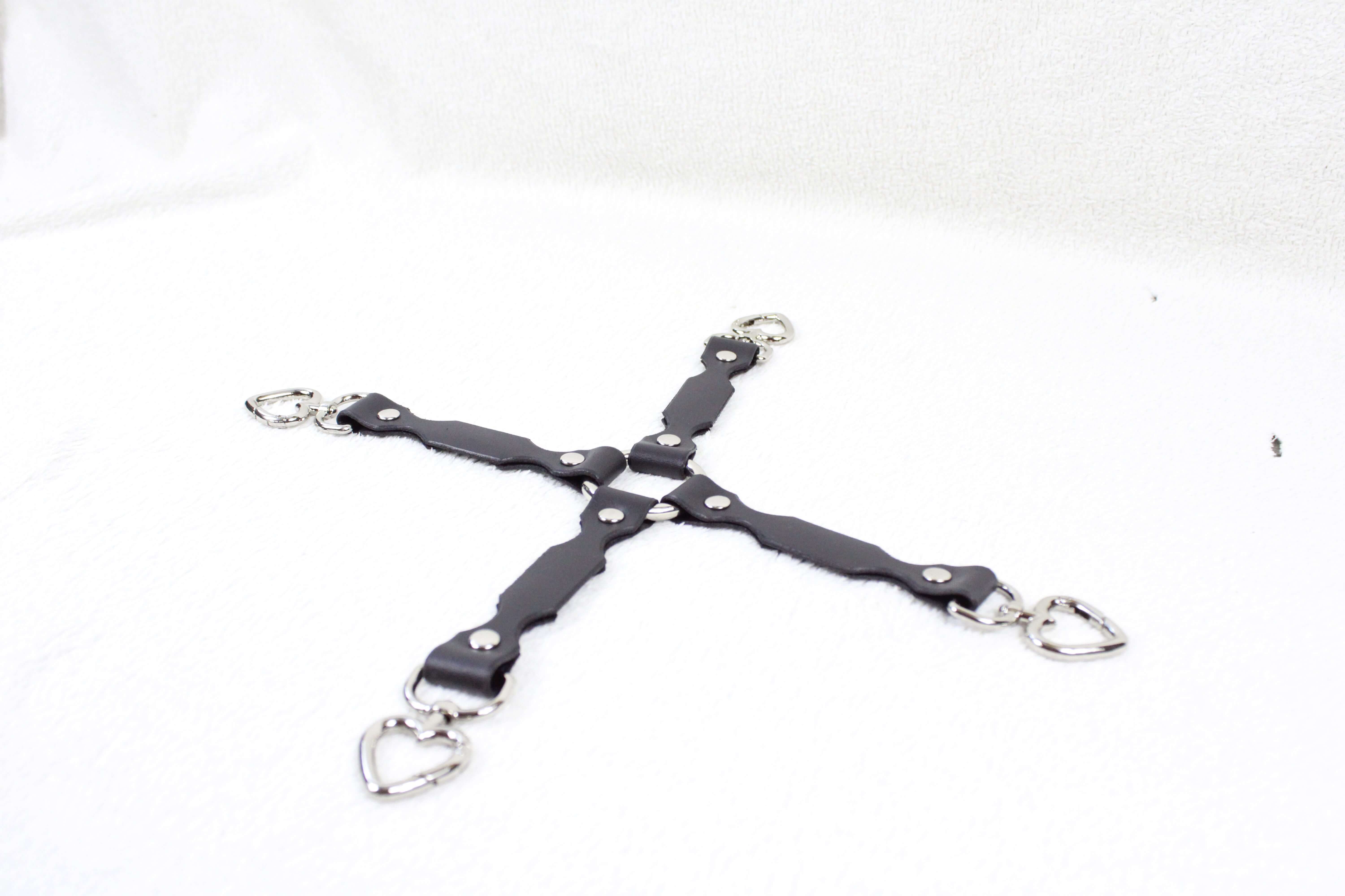 BDSM Gear Heavy-Duty Leather Hogtie Restraint with 4-Way Connector - Image 3