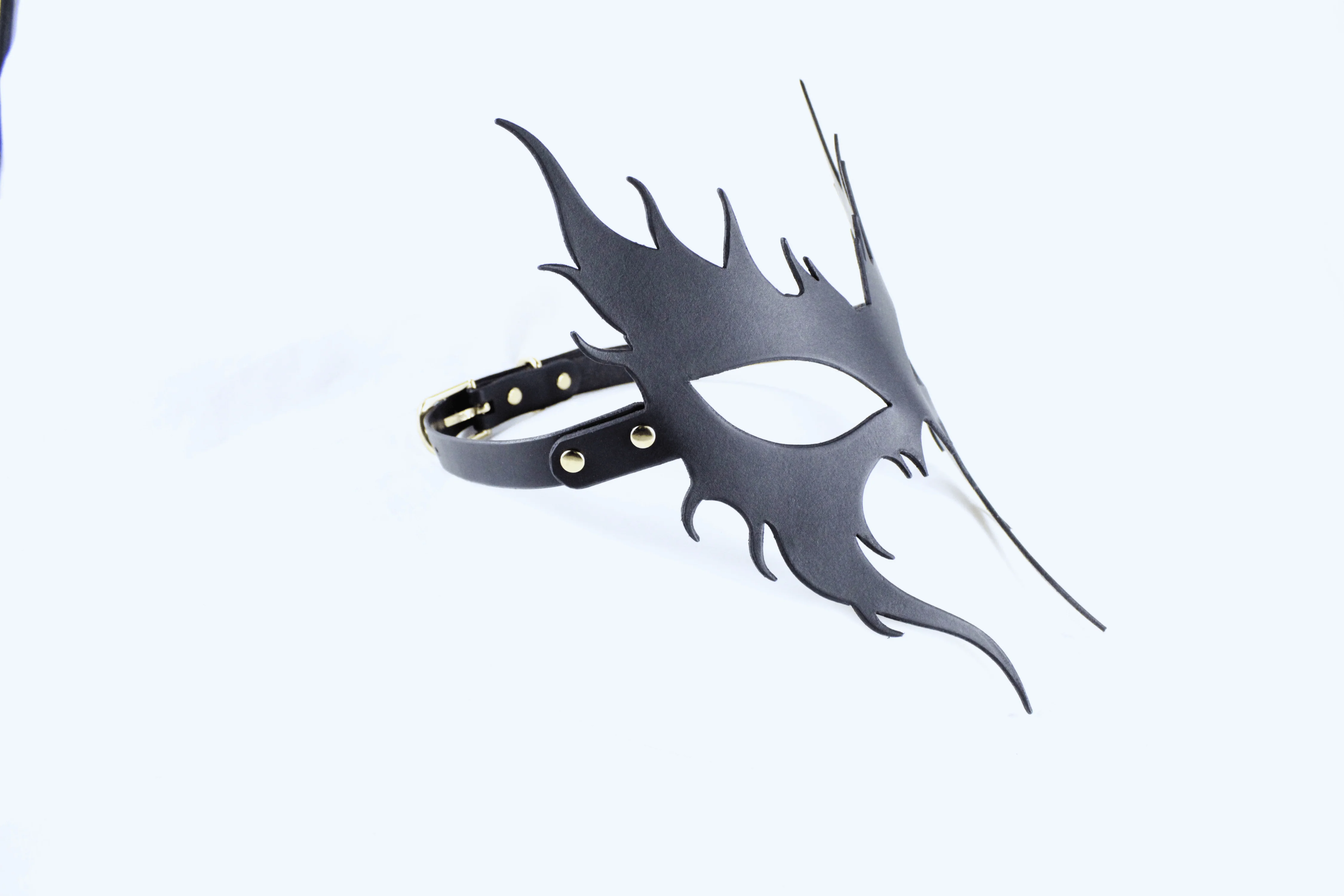 BDSM Mask – Gothic Flame Venetian Bondage Masquerade - Image 3