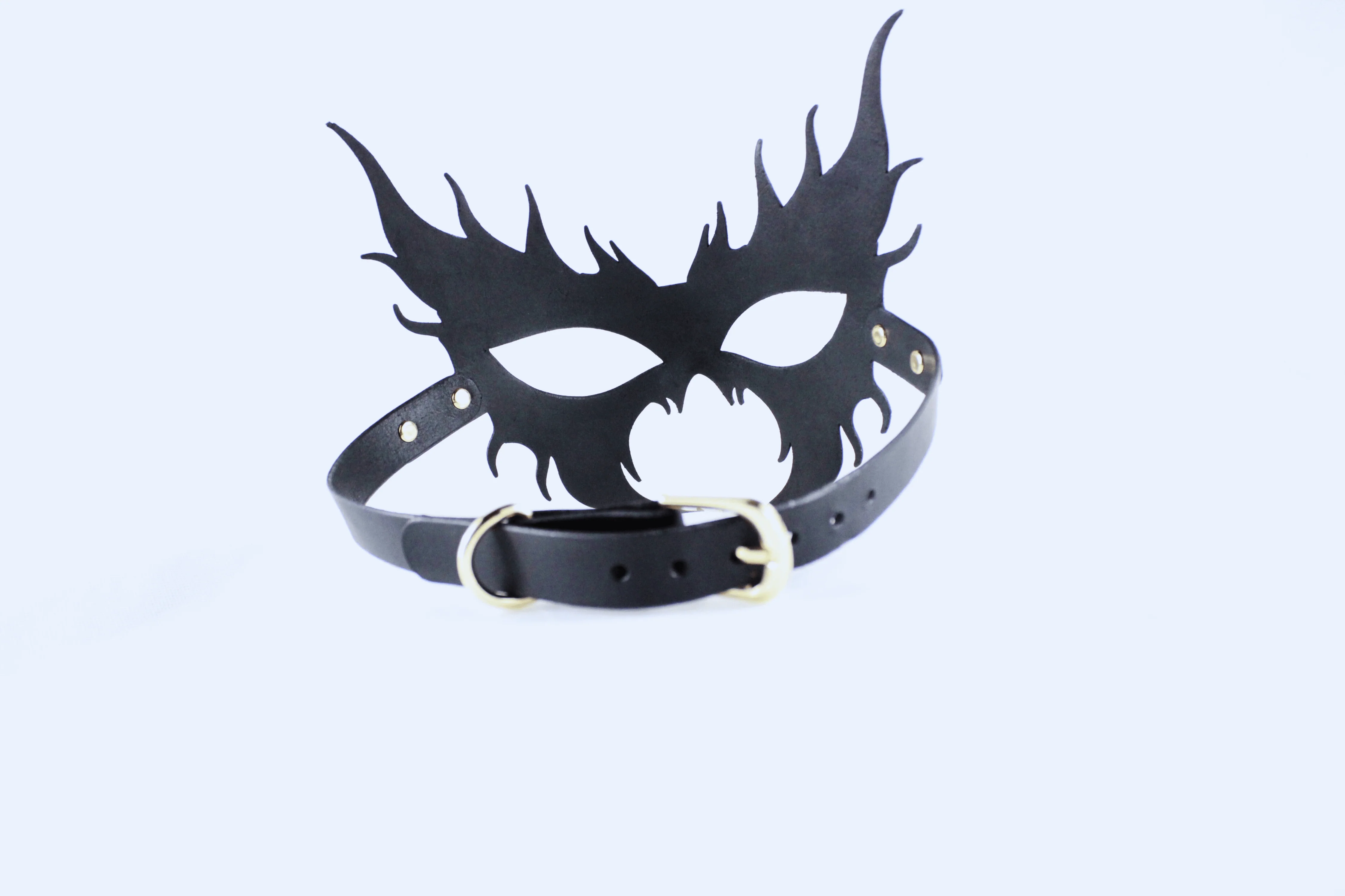 BDSM Mask – Gothic Flame Venetian Bondage Masquerade - Image 4