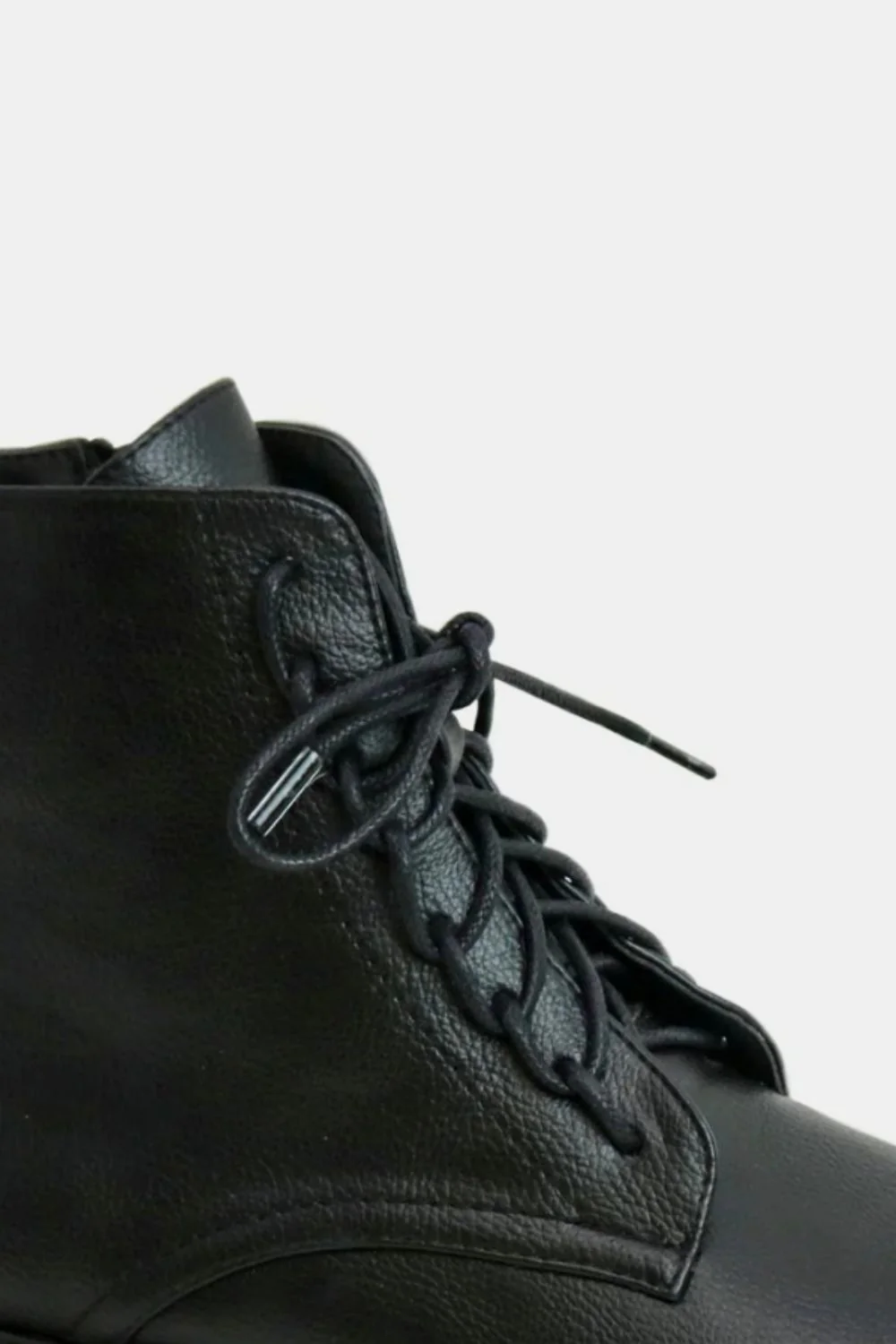 Beast Fashion Faux Leather Lace-Up Boots with Side Zipper - Image 3