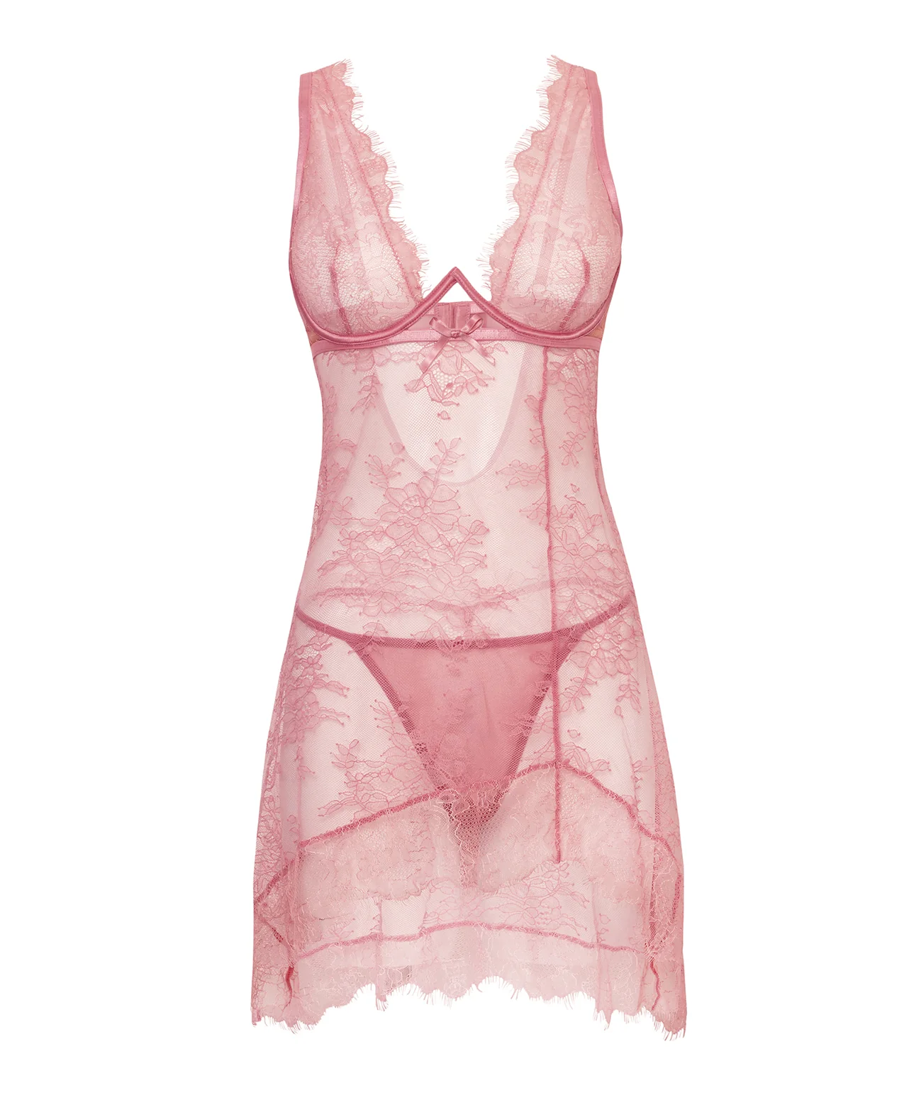 Beatriz Lace Babydoll w/Matching Panty - Pink SM - Image 5