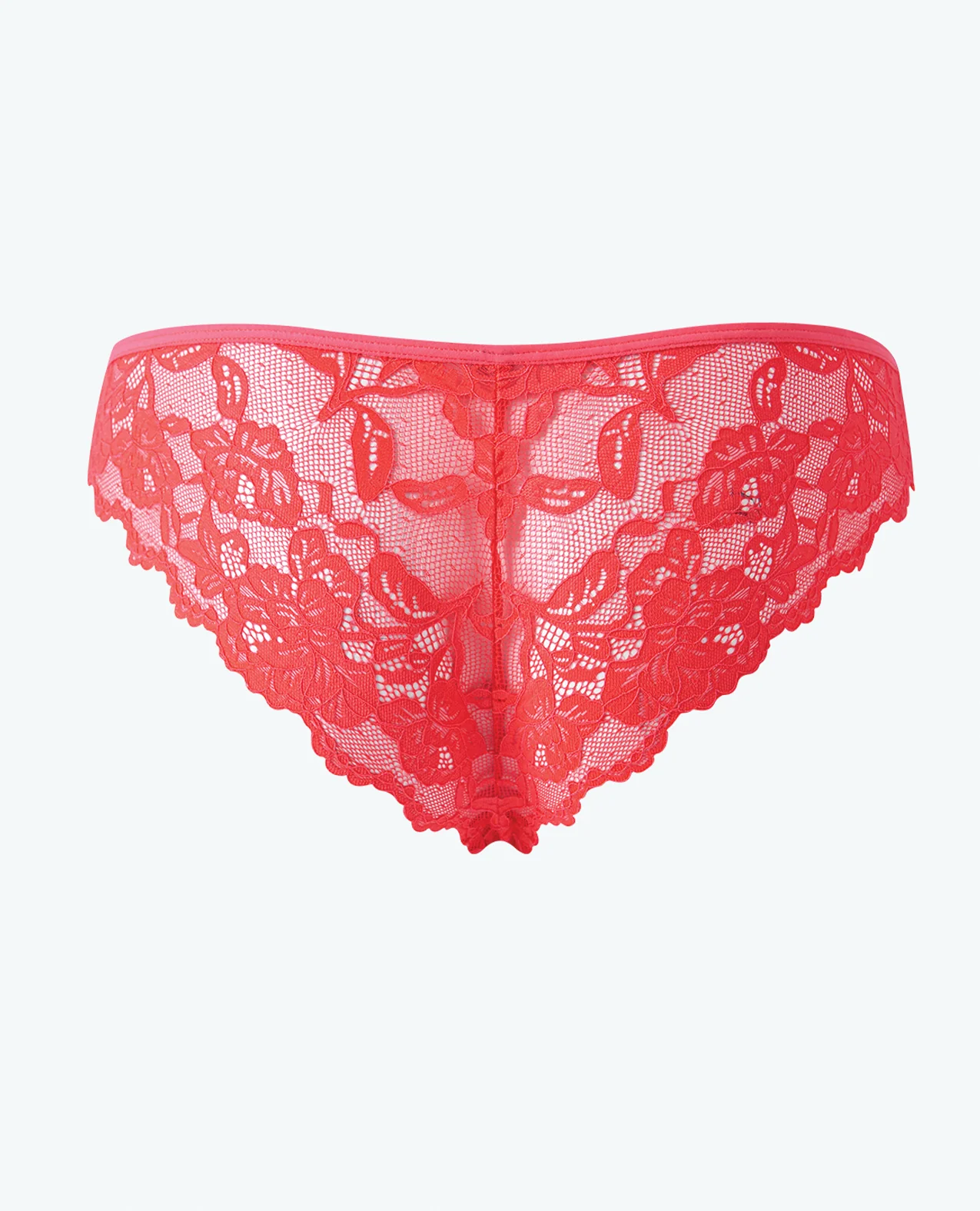 Bella Lace Up Tanga Panty w/Jewel Detail - Coral SM - Image 5