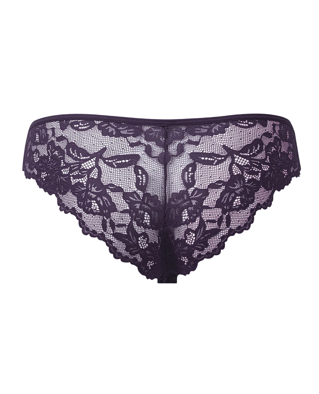 Bella Lace Up Tanga Panty w/Jewel Detail - Purple LG - Image 5