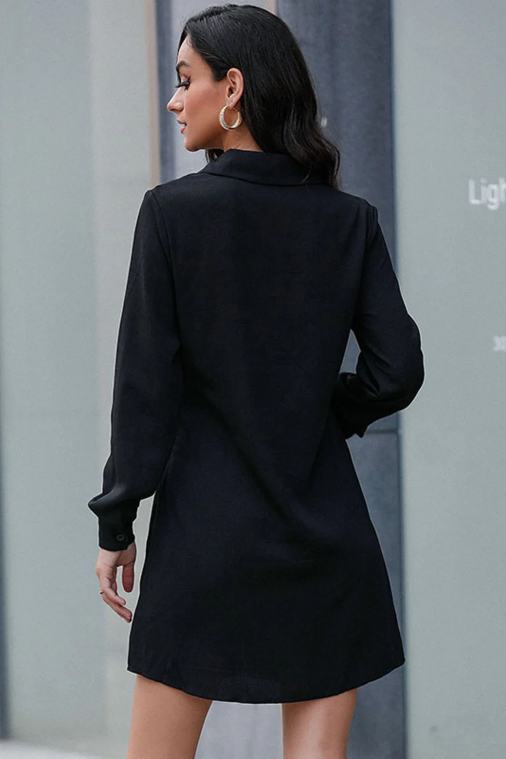 Belted Mini Shirt Dress - Image 4