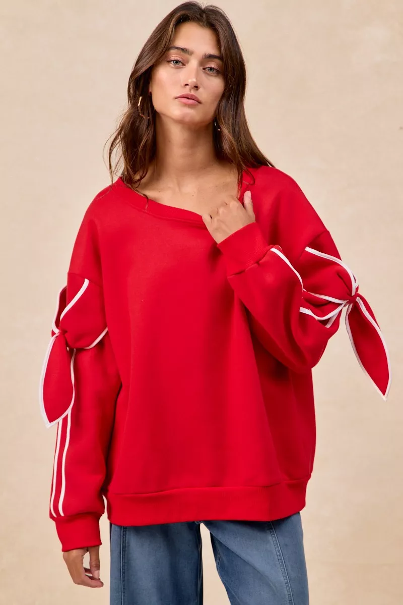 BiBi Bow Detail Sleeves Fleece Sweatshirt - Image 10