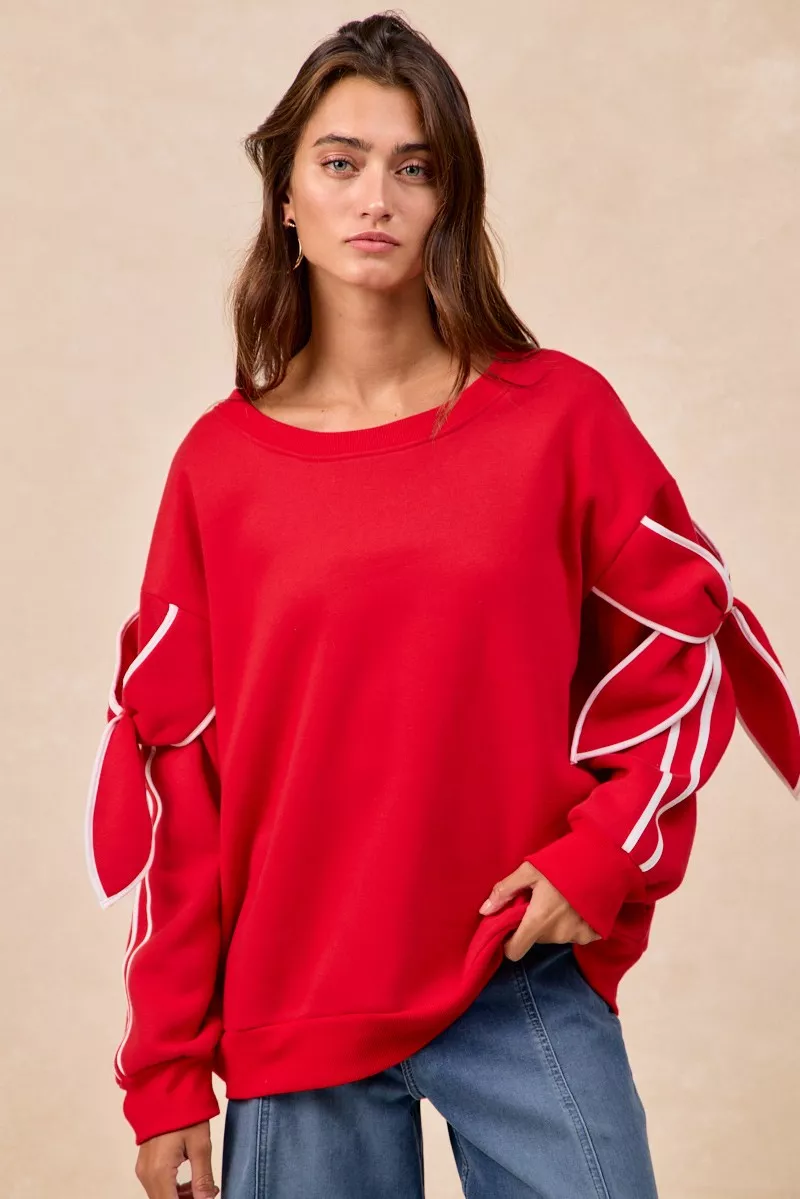 BiBi Bow Detail Sleeves Fleece Sweatshirt - Image 11