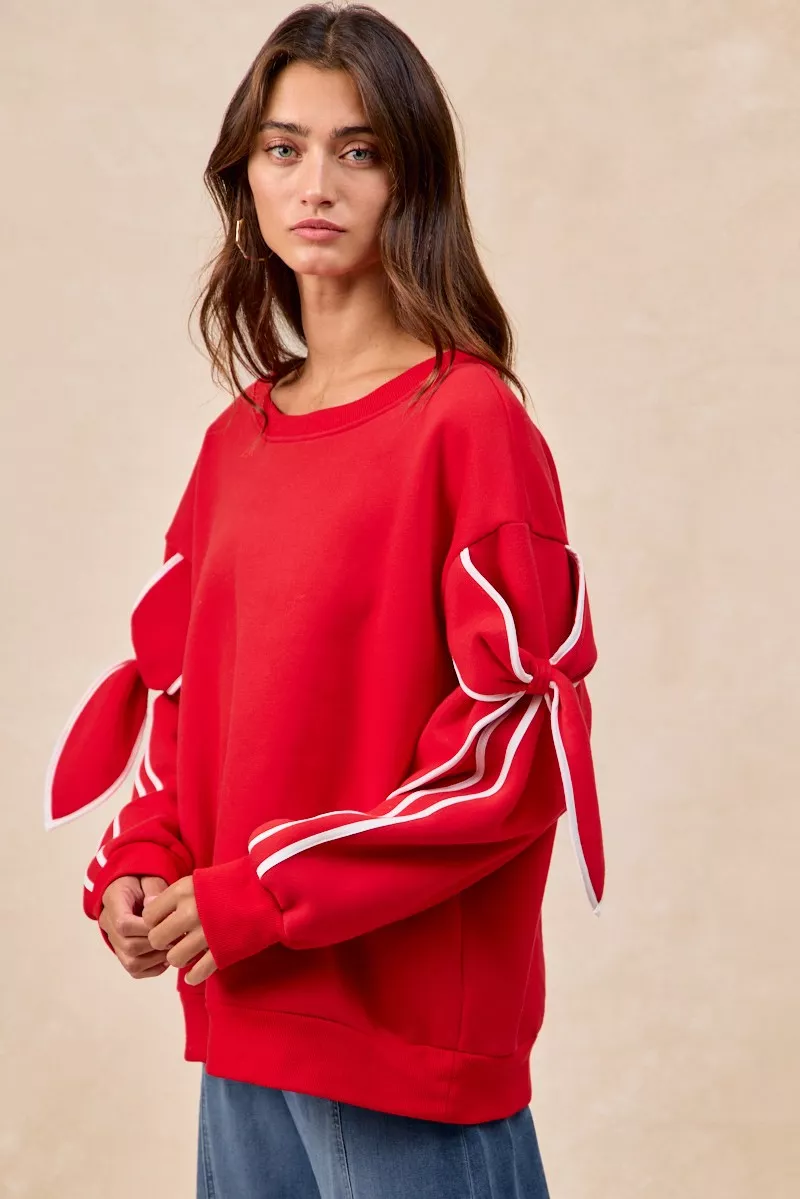 BiBi Bow Detail Sleeves Fleece Sweatshirt - Image 14