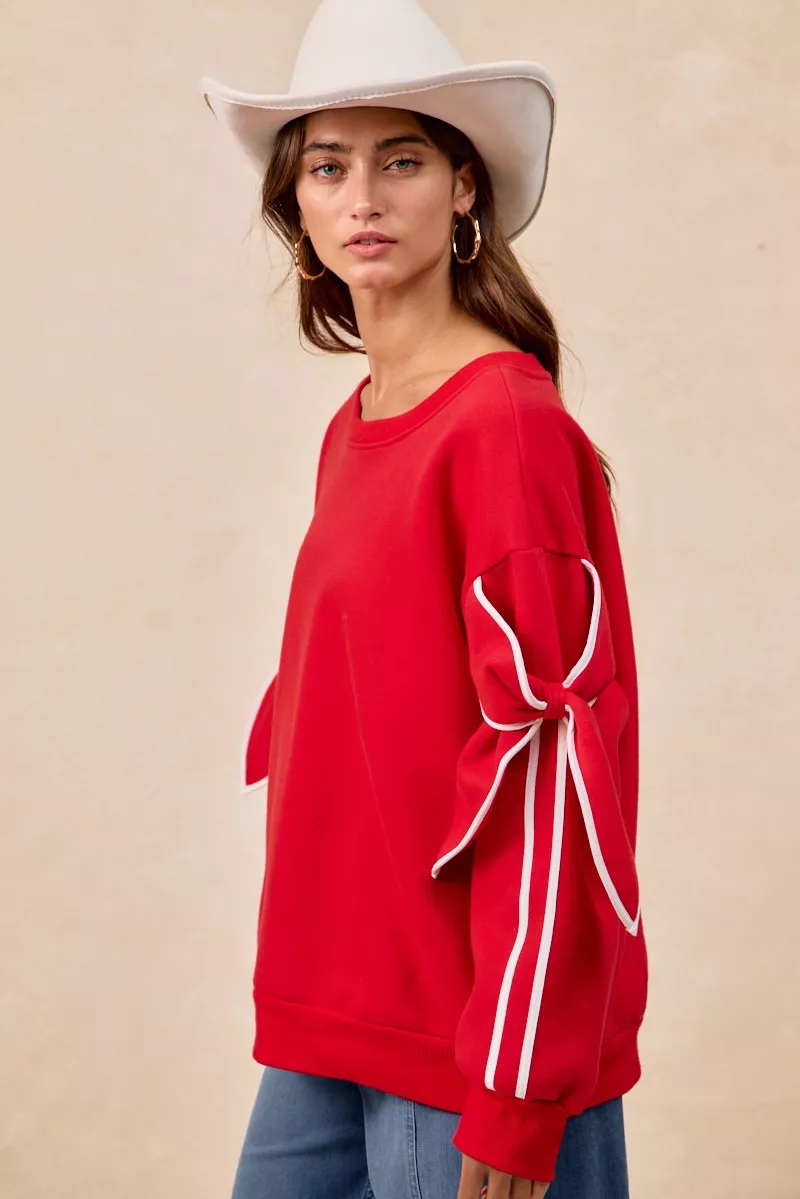 BiBi Bow Detail Sleeves Fleece Sweatshirt - Image 8