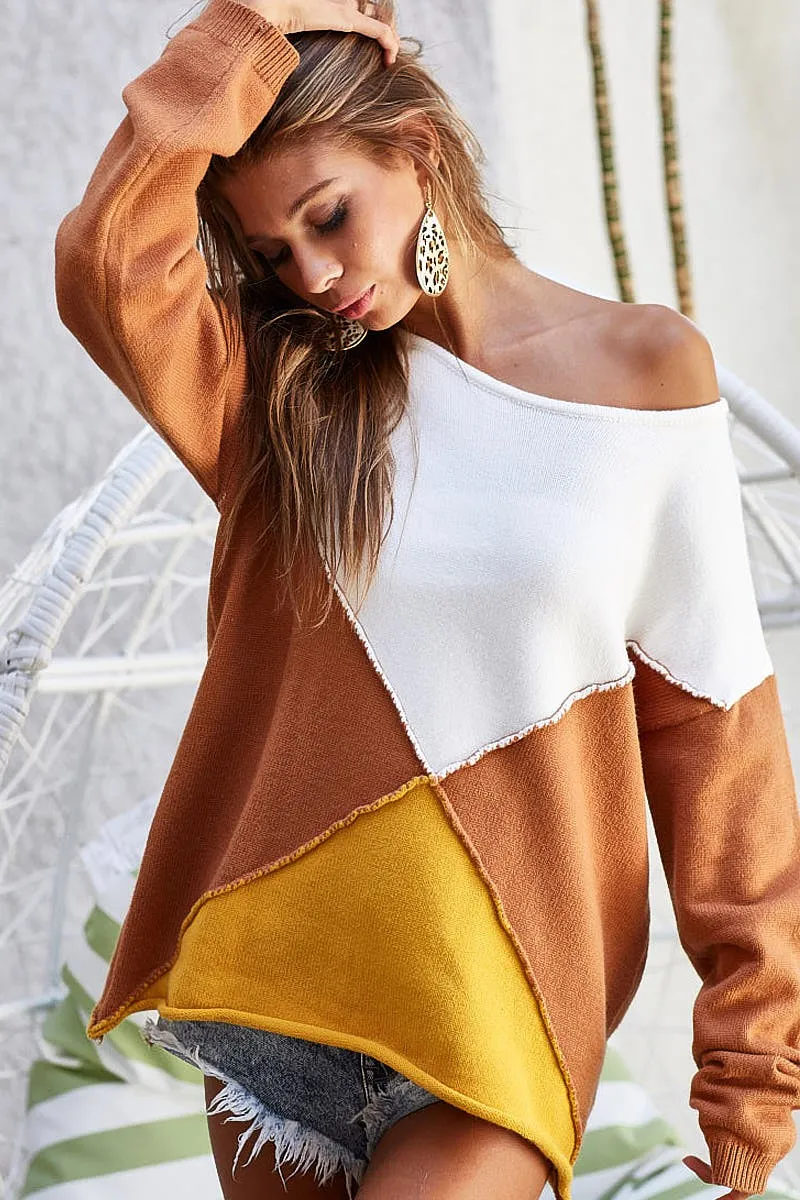 BiBi Color Block Geometric Sweater - Image 13