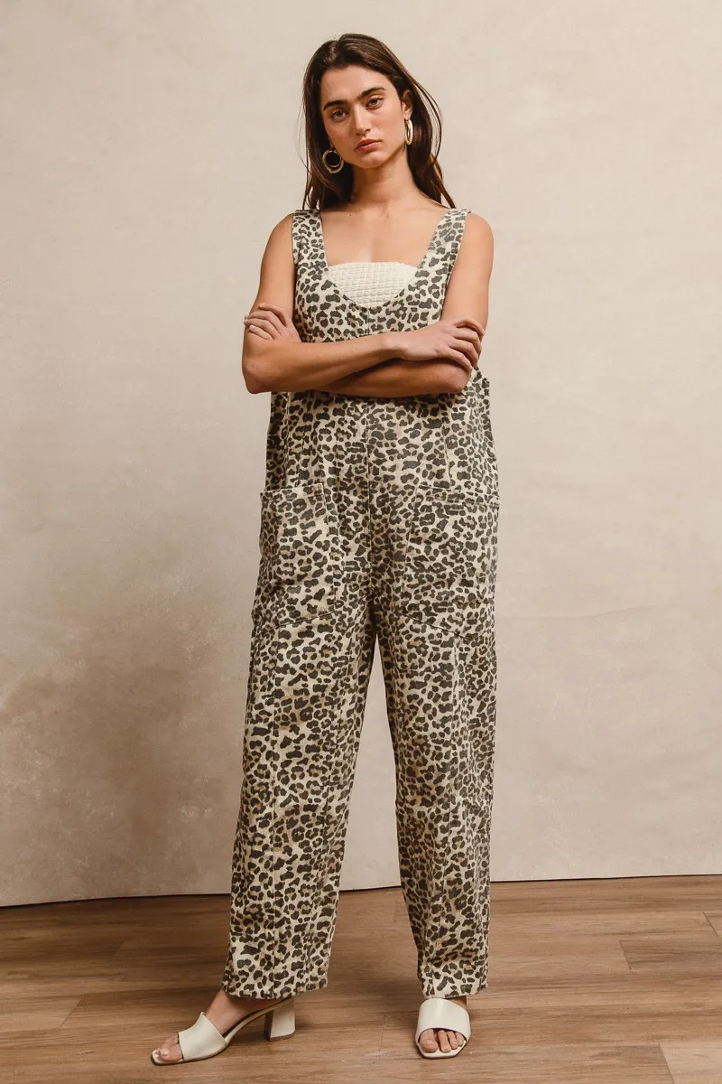 BiBi Leopard Print Adjustable Strap U Neck Jumpsuit - Image 3