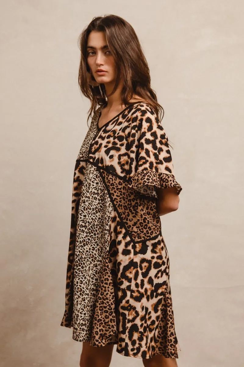 BiBi Leopard Prints Mix and Match Short Sleeves Dress - Image 10