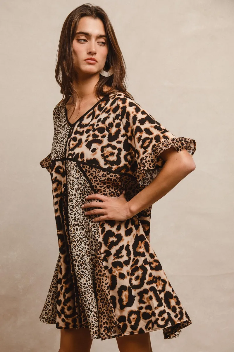 BiBi Leopard Prints Mix and Match Short Sleeves Dress - Image 13