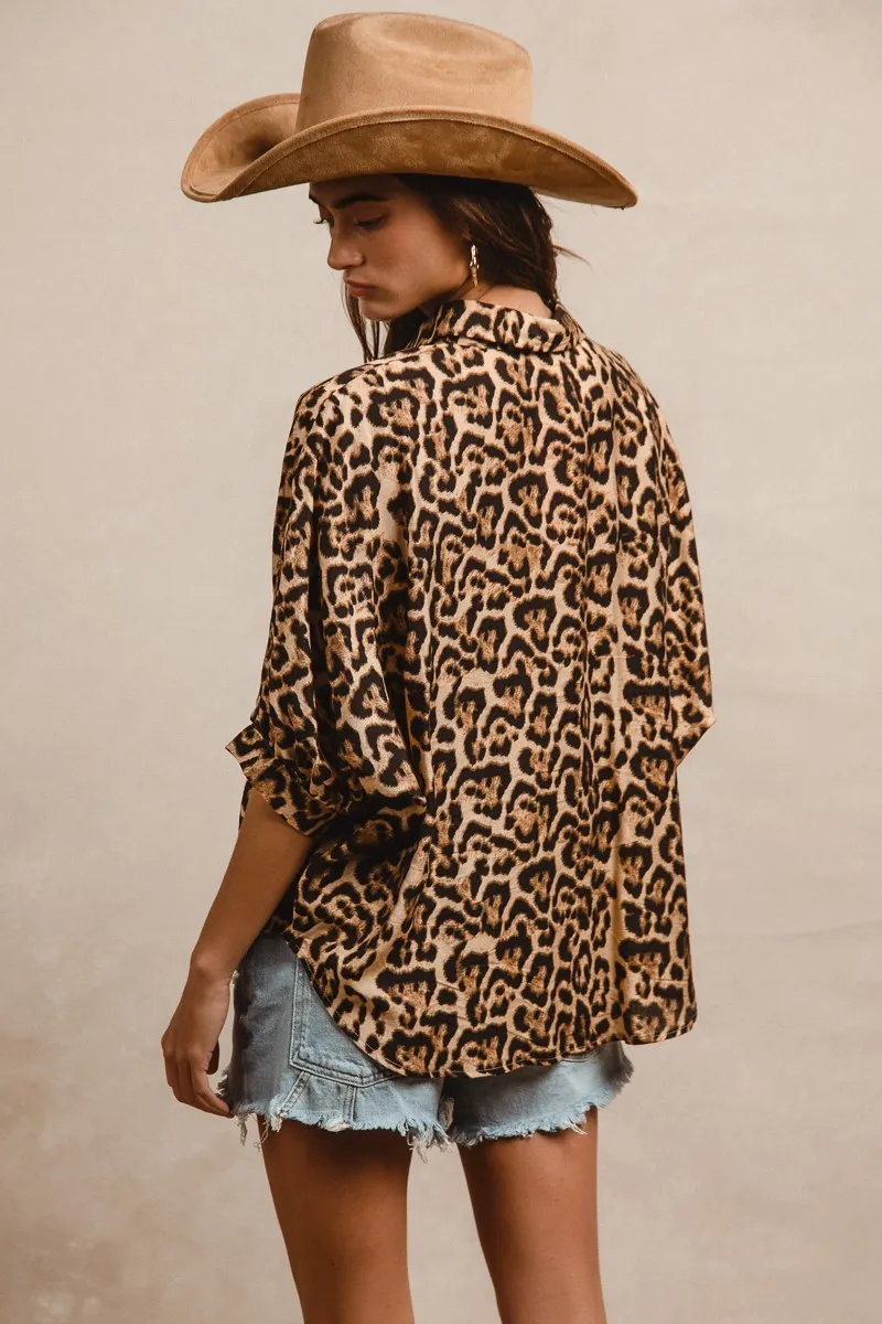 BiBi Leopard Prints Overseized Short Sleeves Top - Image 11
