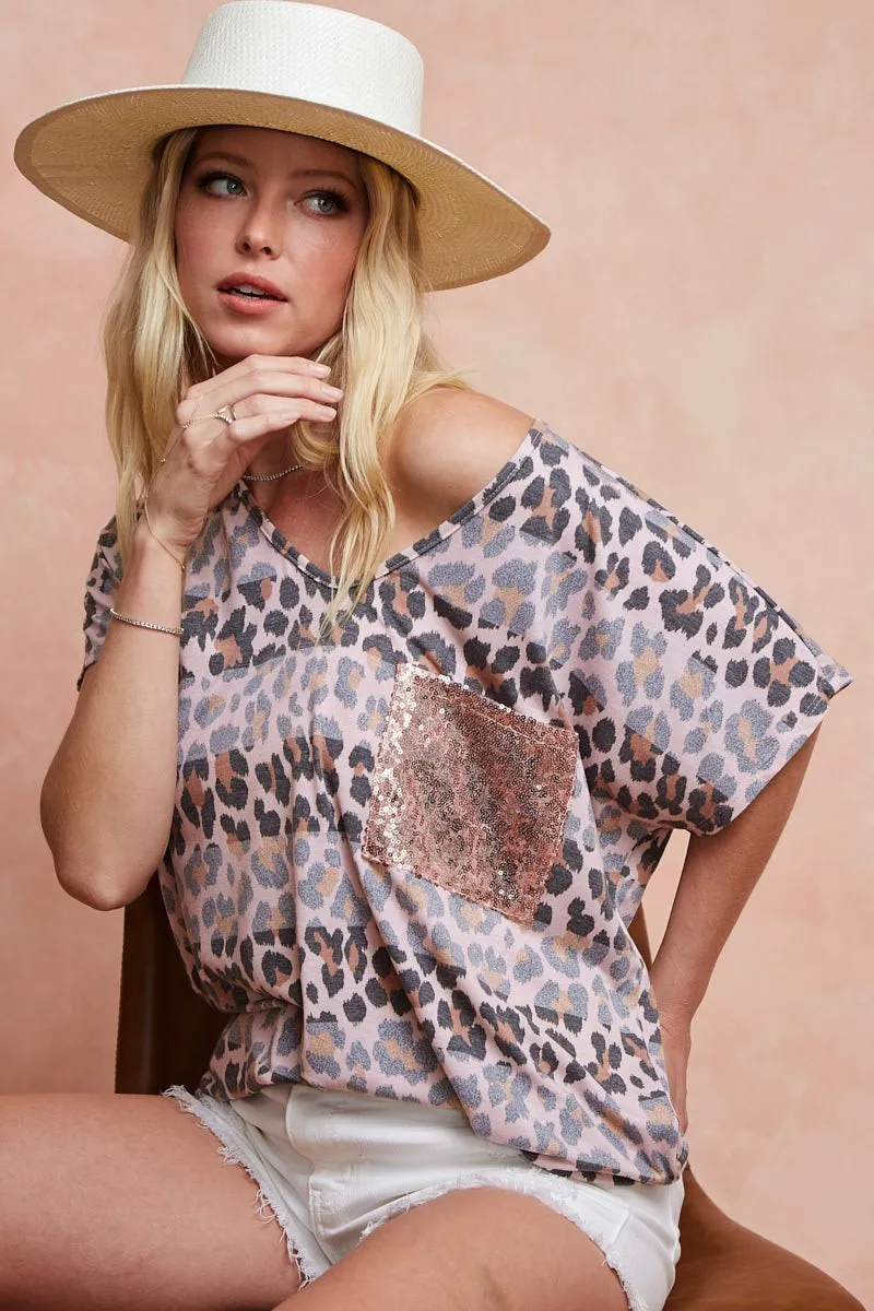 BiBi Leopard Stripe Printed Jersey T-Shirt - Image 13