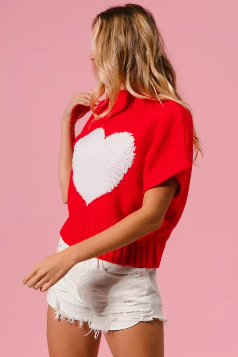 BiBi Rib Banded Heart Pattern Valentines Sweater - Image 15