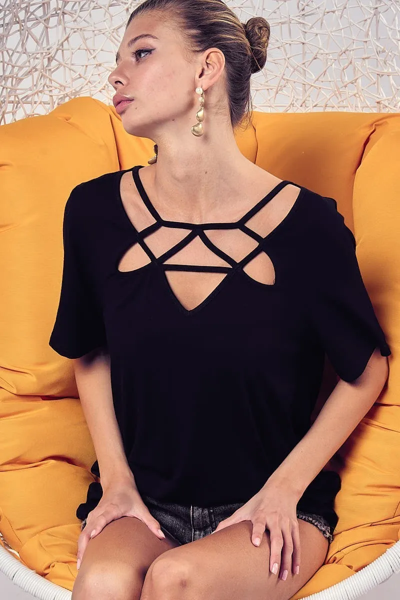BiBi Silky Knit Top with Front Details - Image 2