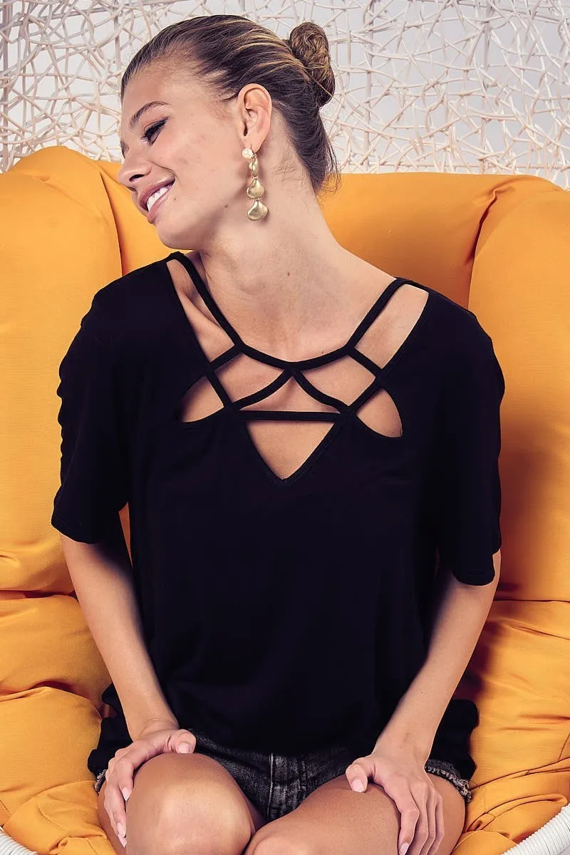 BiBi Silky Knit Top with Front Details - Image 3