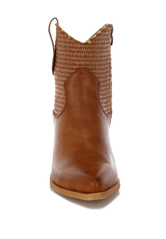 Big Mood Raffia & Faux Leather Cowboy Boots - Image 4