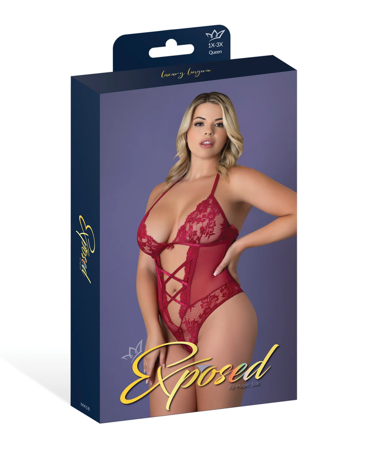 Black Cherry Halter Teddy - Red QN - Image 5