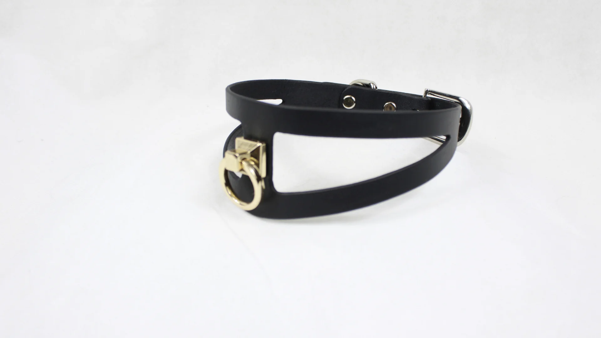 Black Leather BDSM Collar | Minimalist Gothic Submissive Collar - Image 2