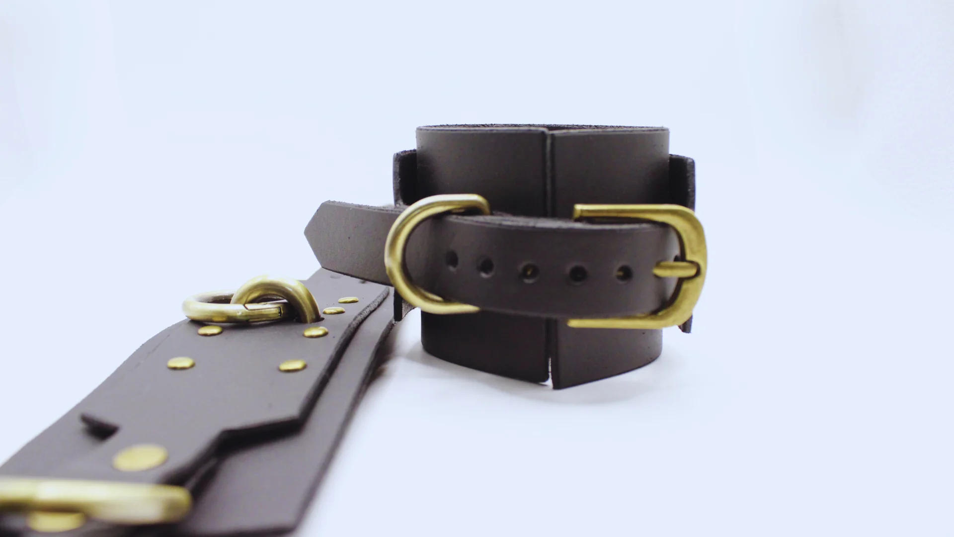 Black Leather Bondage Cuffs Gothic BDSM Cuffs Submissive Restraints - Image 3