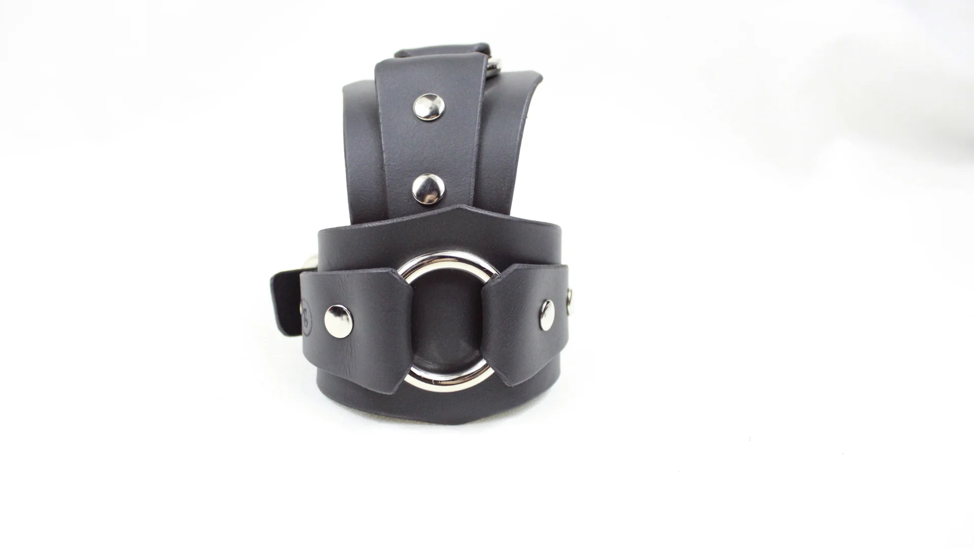 Black Leather Wrist Restraints Submissive Bondage Cuffs - Image 5