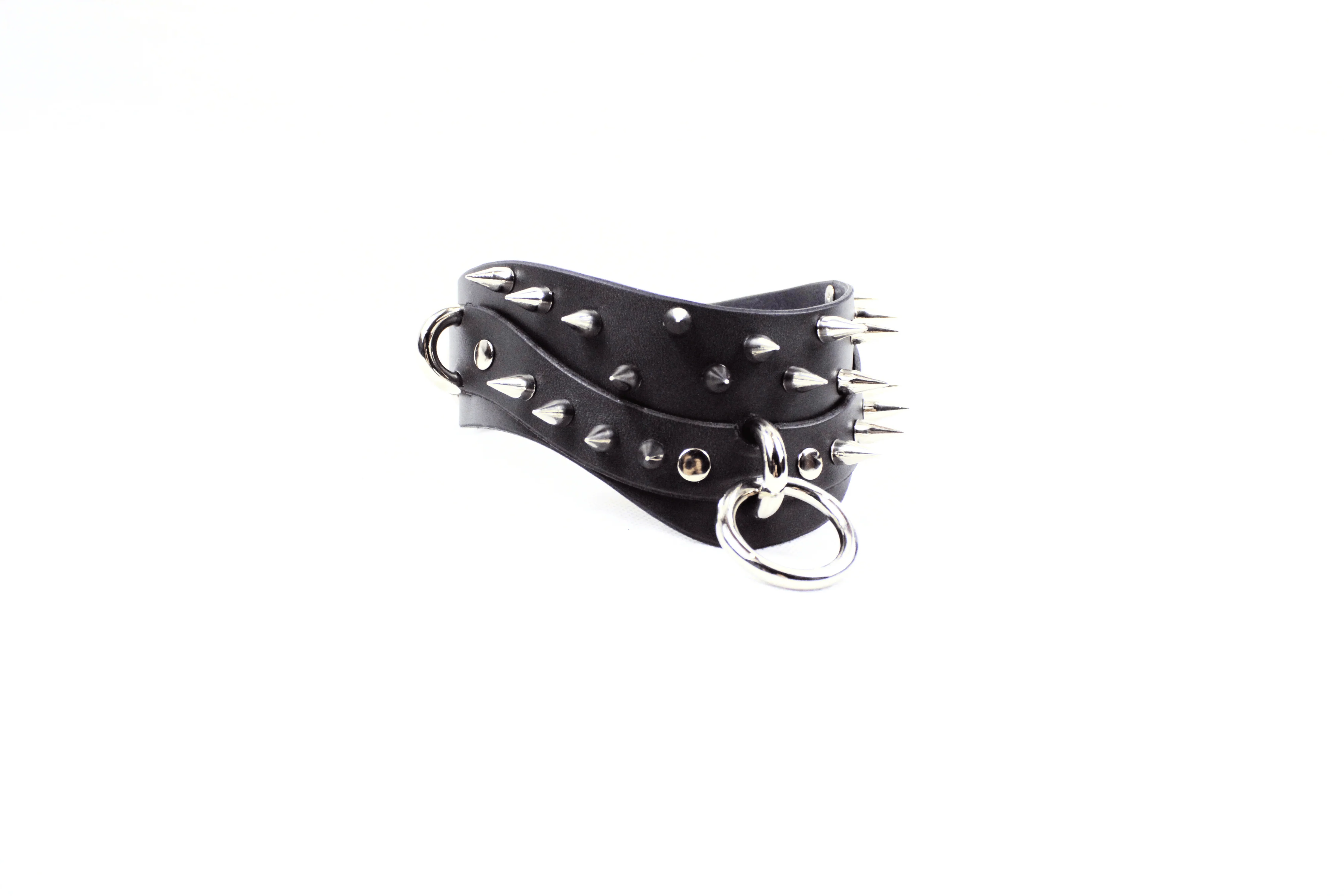 Black Spiked BDSM Collar – Wide Gothic Posture Submissive Choker - Image 3